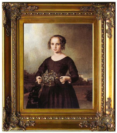 framed  Ferdinand von Rayski Portrait of a Young Girl, Ta057